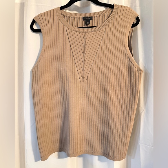 Halogen Ribbed Sleeveless Sweater Vest | tan | Size 1X - Picture 3 of 10